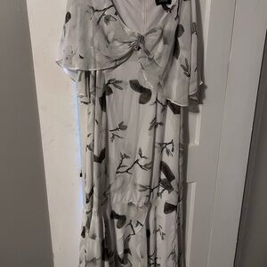 Elegant White and Black Floral Dress